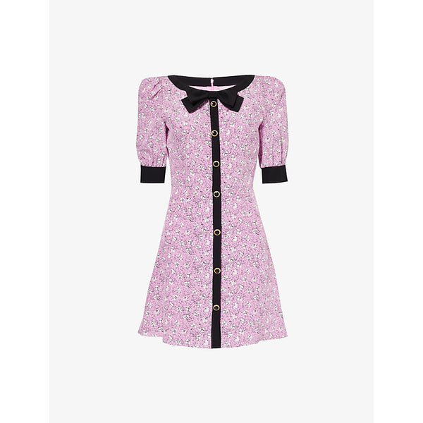 Alessandra Rich Clover bow-trim silk mini dress | ALESSANDRA RICH