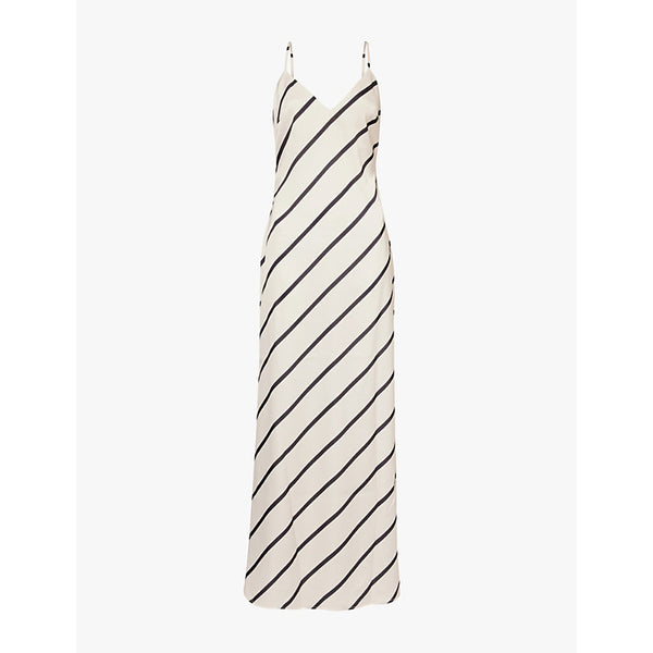 Pretty Lavish Jode V-neck striped satin maxi dress | PRETTY LAVISH