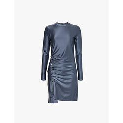 Rabanne Ruched round-neck stretch-satin mini dress | RABANNE