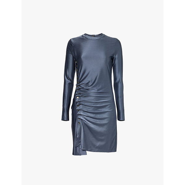 Rabanne Ruched round-neck stretch-satin mini dress | RABANNE