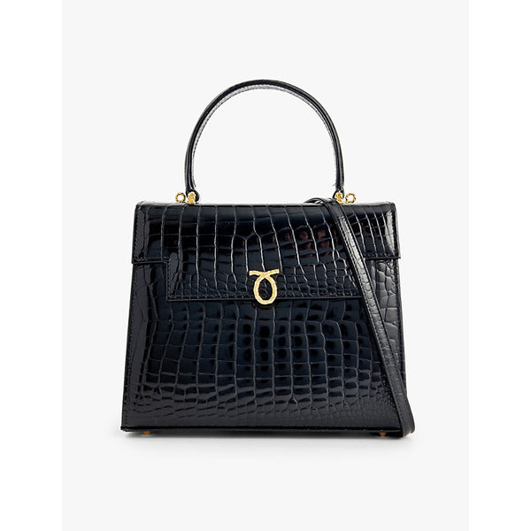 Launer Traviata croc-embossed leather shoulder bag