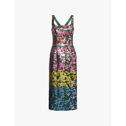 Mary Katrantzou Agave metallic floral-jacquard woven midi dress | MARY KATRANTZOU