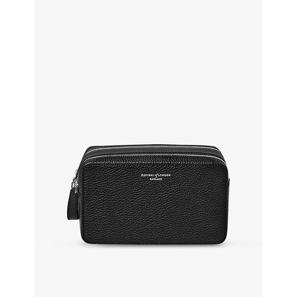 Aspinal Of London Mount Street branded leather wash bag | Aspinal Of London