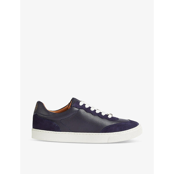 Lk Bennett Runner logo-embossed suede and leather low-top trainers | Lk Bennett