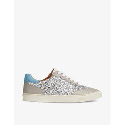 Lk Bennett Runner glitter-embellished leather and woven low-top trainers | Lk Bennett