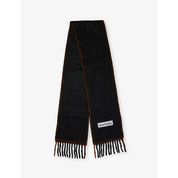 Acne Studios Logo-patch narrow textured-knit scarf