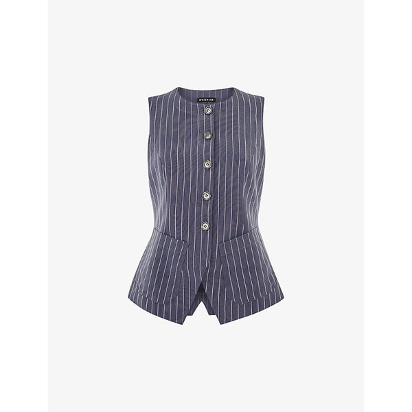 Whistles Pinstripe round-neck woven waistcoat