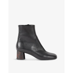 Sandro Round-toe side-zip leather heeled ankle boots