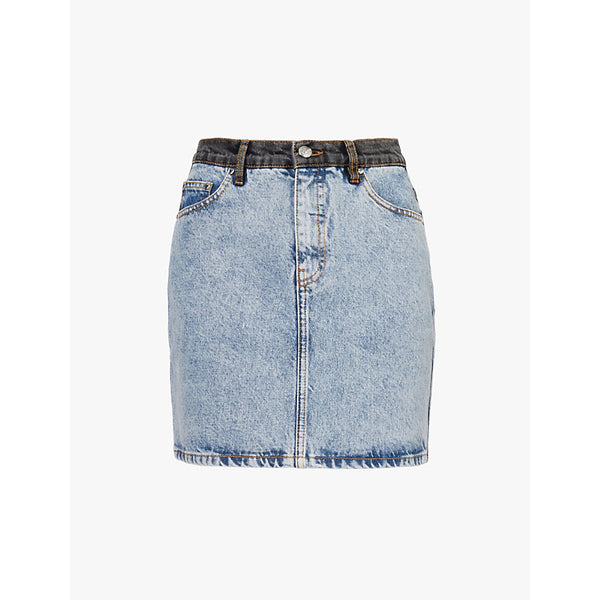  Rotate Birger Christensen Patchwork heart-shaped hardware denim mini skirt