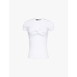  Rotate Birger Christensen Fitted twisted-knot stretch-jersey T-shirt