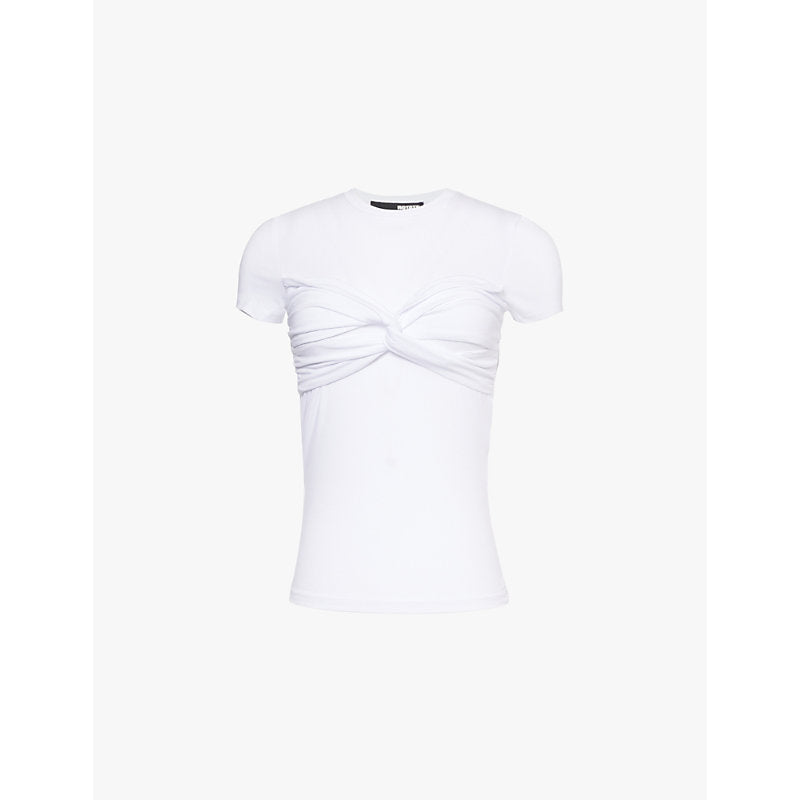  Rotate Birger Christensen Fitted twisted-knot stretch-jersey T-shirt