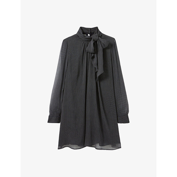 Claudie Pierlot Removable-neck long-sleeve woven mini dress | CLAUDIE PIERLOT