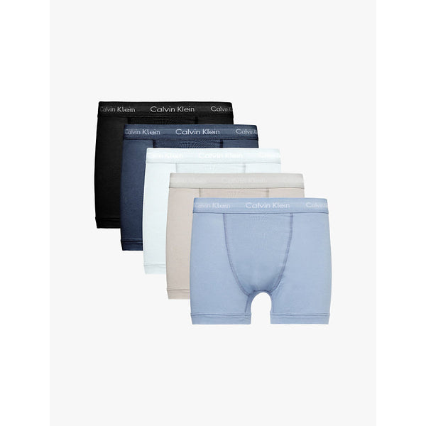 Calvin Klein Logo-waistband pack-of-five stretch-cotton trunks