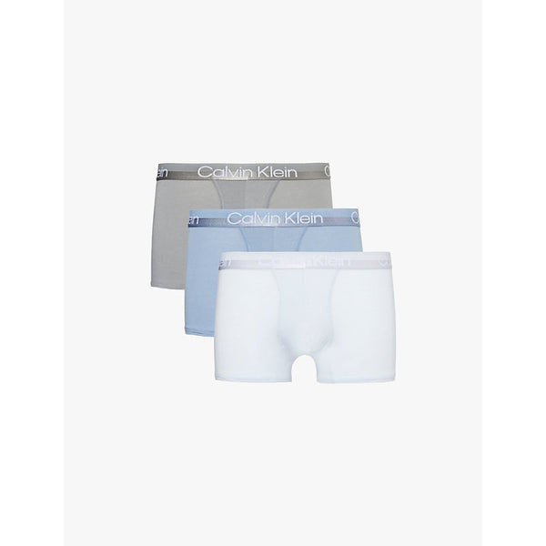 Calvin Klein Logo-waistband pack-of-three stretch-cotton trunks