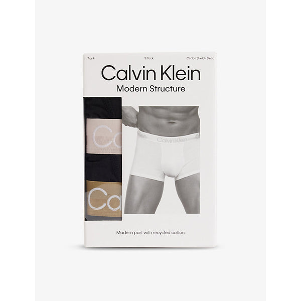 Calvin Klein Modern Structure mid-rise pack of three recycled-blend stretch-jersey boxers