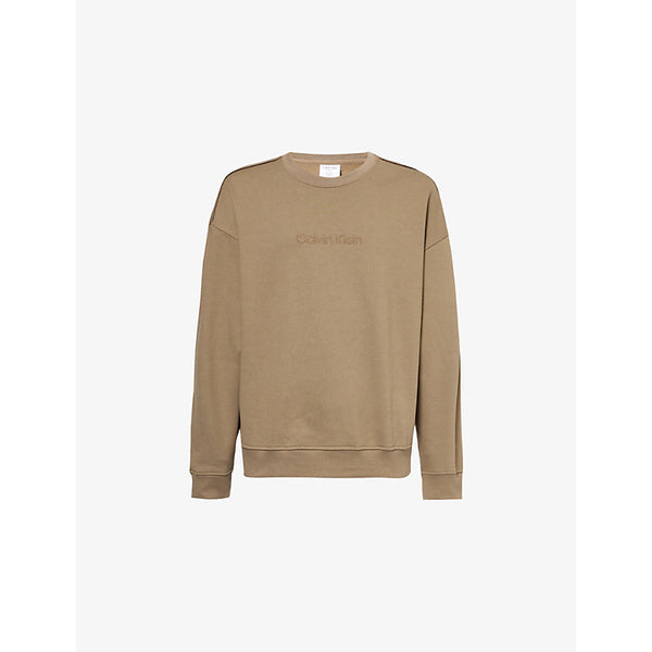 Calvin Klein Logo-embroidery crewneck cotton-jersey sweatshirt