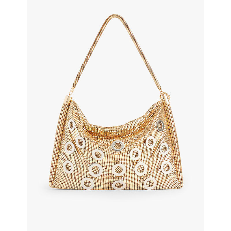  Rabanne Pixel Tube eyelet-embellished metal top-handle bag