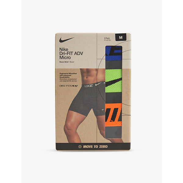 Nike Dri-FIT mid-rise pack of three stretch-recycled-polyester boxer briefs