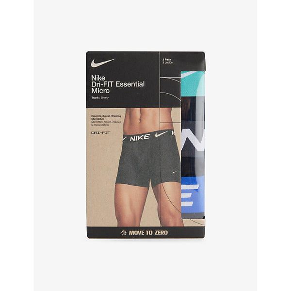 Nike Branded-Waistband Pack of Three Stretch-Woven Trunks