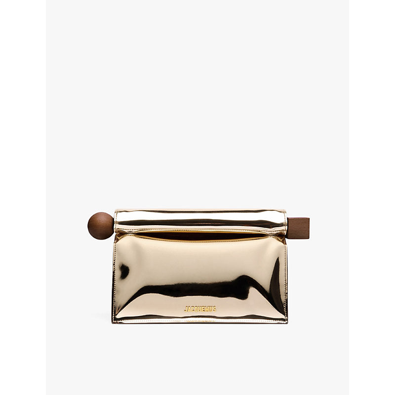  Jacquemus Jac La Pochette Rond Carre metallic faux-leather clutch bag