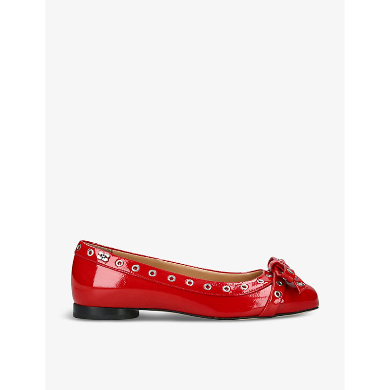 Ganni Decorative-bow faux-leather pumps