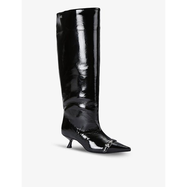  Ganni Eyelet slouchy patent knee-high boots