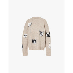  Acne Studios Cat-print knitted wool-blend jumper