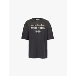  Acne Studios Logo-print oversized-fit cotton and hemp-blend jersey T-shirt