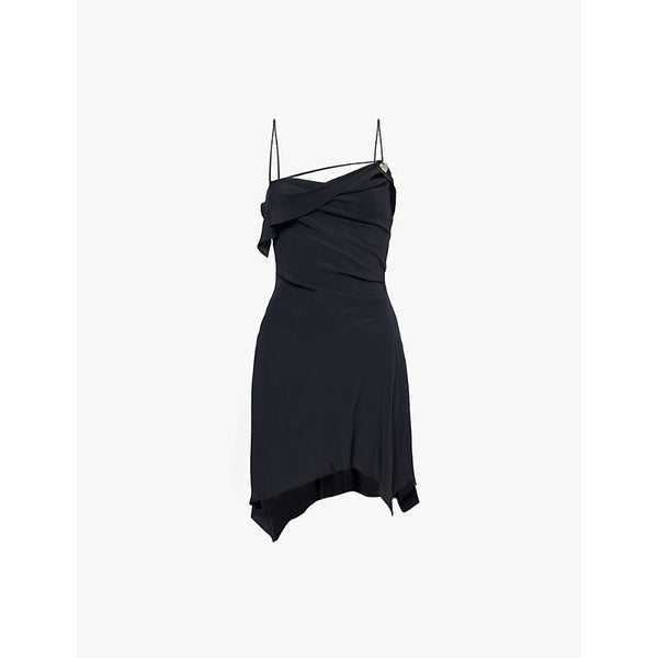 Acne Studios Strap heart-charm open-back draped chiffon mini dress