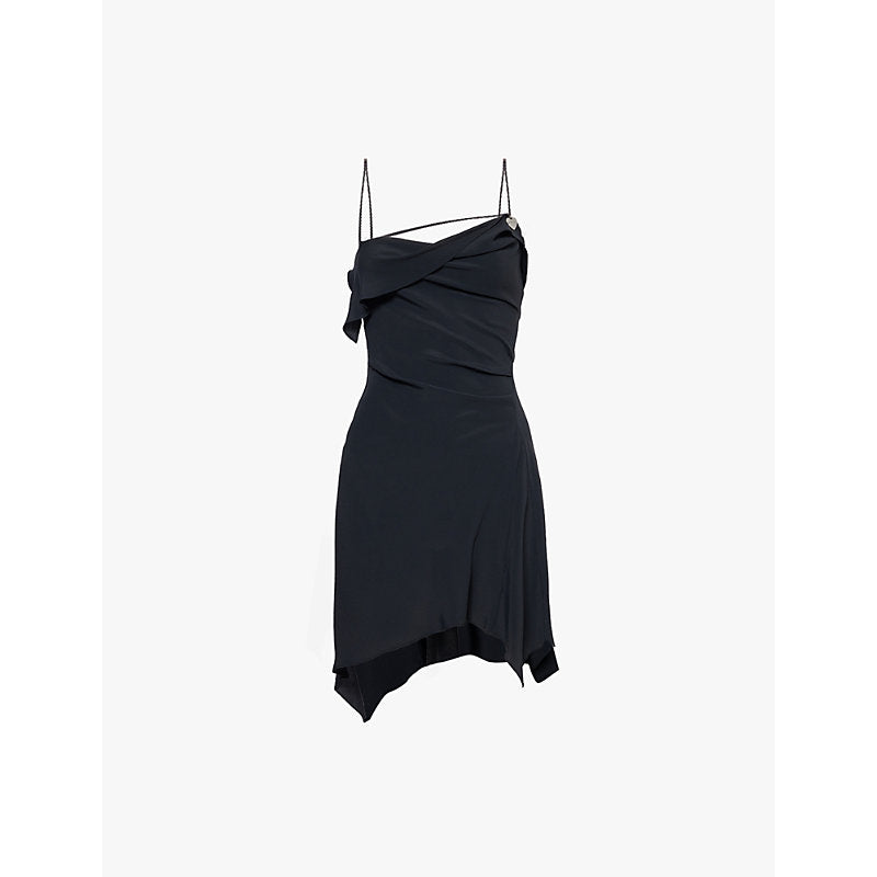 Acne Studios Strap heart-charm open-back draped chiffon mini dress | ACNE STUDIOS