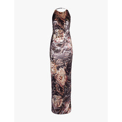 Etro Graphic halterneck chenille maxi dress | ETRO