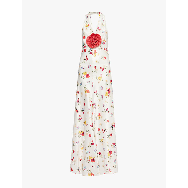 Rodarte Floral-print halterneck silk-satin midi dress | RODARTE