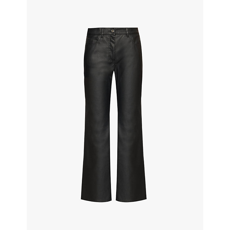  Weekend Max Mara Califfo five-pockets straight-leg mid-rise faux-leather trousers