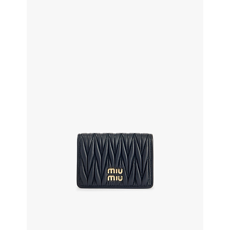 Womens Miu Miu Brand-plaque leather cardholder