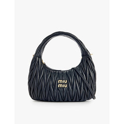  Miu Miu Matelassé logo-plaque leather top-handle bag