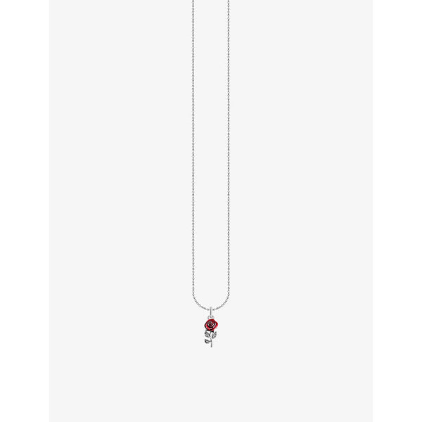  Thomas Sabo Red Rose blackened sterling-silver and enamel pendant necklace