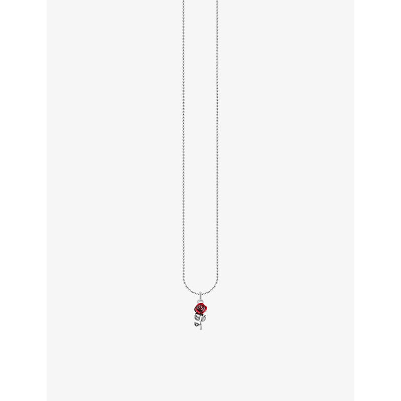  Thomas Sabo Red Rose blackened sterling-silver and enamel pendant necklace