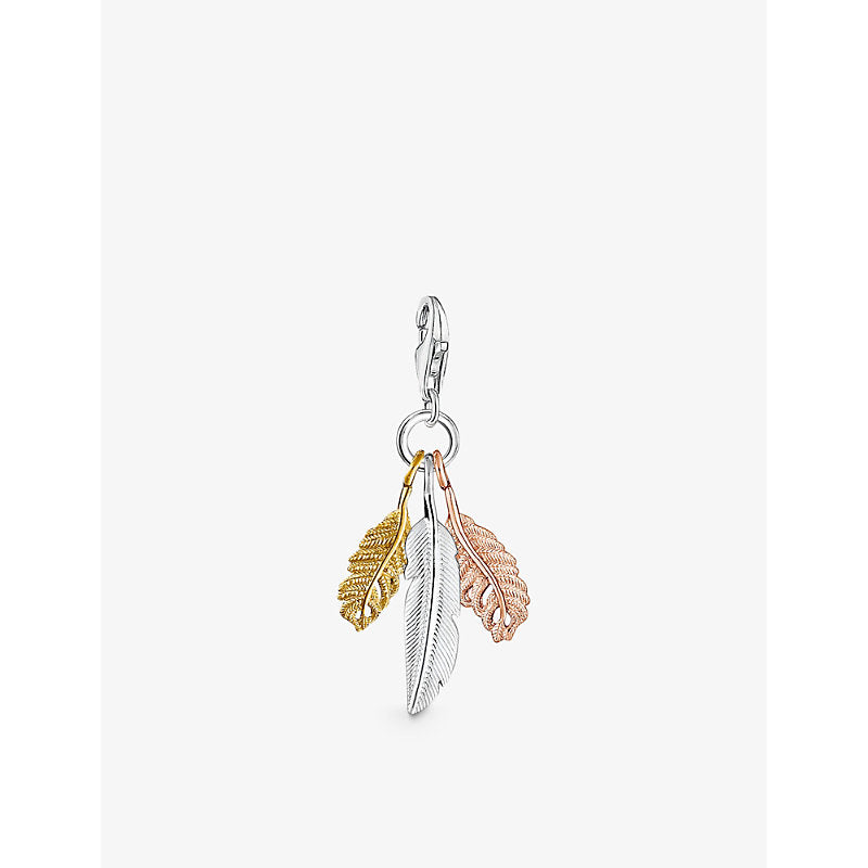  Thomas Sabo Charm Club Feathers 18ct yellow gold-plated sterling silver, 18ct rose gold-plated sterling silver and sterling-silver charm