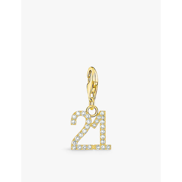  Thomas Sabo '21' 18ct yellow gold-plated 925 sterling-silver and zirconia pendant charm