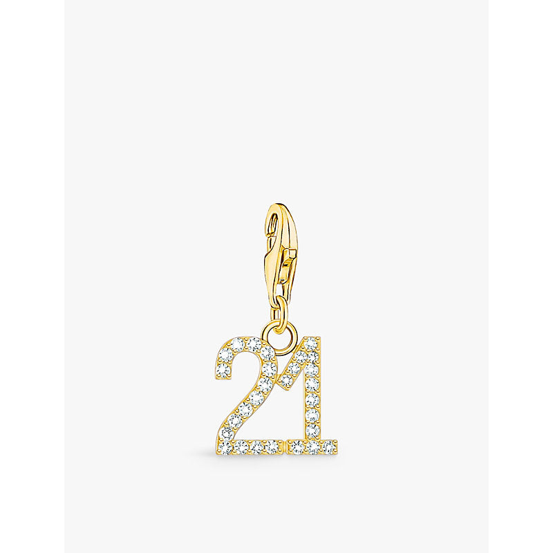 Womens Thomas Sabo '21' 18ct yellow gold-plated 925 sterling-silver and zirconia pendant charm