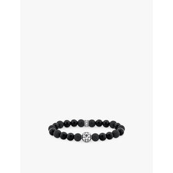  Thomas Sabo Obsidian engraved sterling-silver, obsidian, and zirconia beaded bracelet