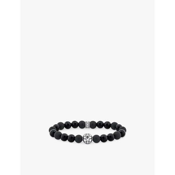  Thomas Sabo Obsidian engraved sterling-silver, obsidian, and zirconia beaded bracelet