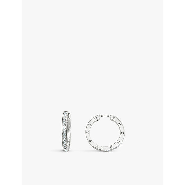  Thomas Sabo Logo-engraved sterling-silver and zirconia hoop earrings