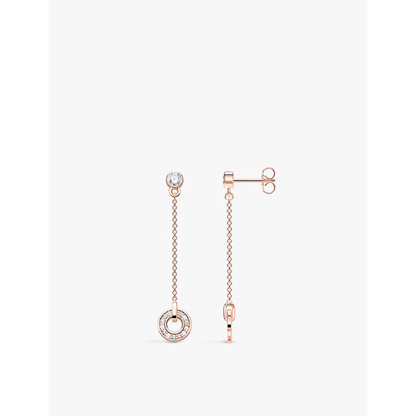 Womens Thomas Sabo Rounded-pendant 18ct rose gold-plated 925 sterling-silver and cubic zirconia drop earrings