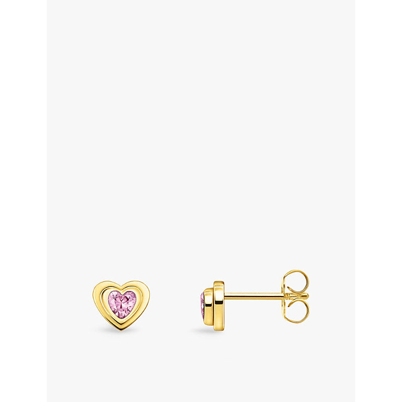  Thomas Sabo Heart 18ct yellow gold-plated sterling-silver and zirconia stud earrings