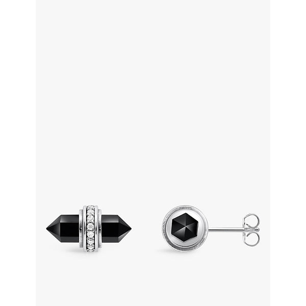  Thomas Sabo Hexagonal 925 sterling-silver, zirconia and onyx stud earrings