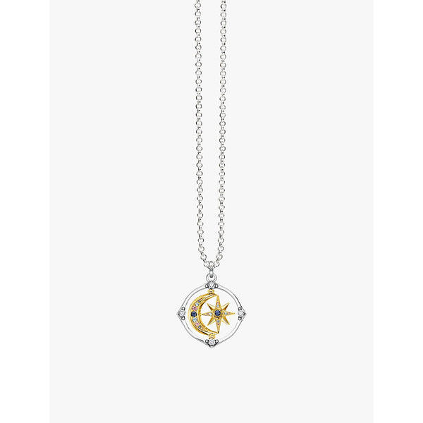  Thomas Sabo Star and Moon 18ct yellow gold-plated sterling silver, zirconia and glass pendant necklace