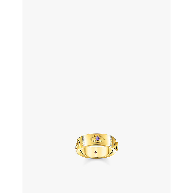 Thomas Sabo Cosmic 18ct yellow-gold sterling silver and zirconia band ring