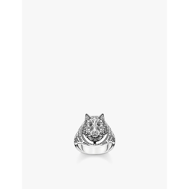  Thomas Sabo Rebel Wolf 925 sterling-silver and zirconia signet ring