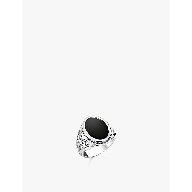 Thomas Sabo 925 sterling-silver, zirconia and onyx signet ring